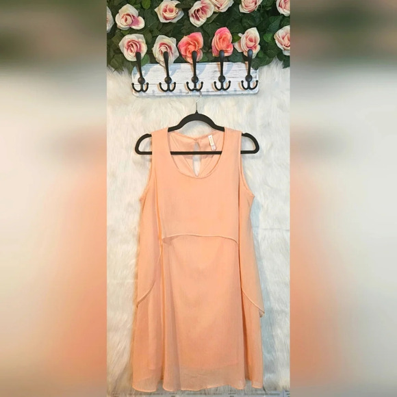 Xhilaration Romantic Peach Layered Chiffon Mini Dress - Picture 1 of 7